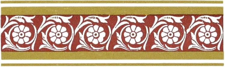 Ornate border comprising maroon and brown colors