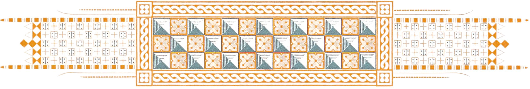 Checkered orange border comprising orange and blue-gray colors