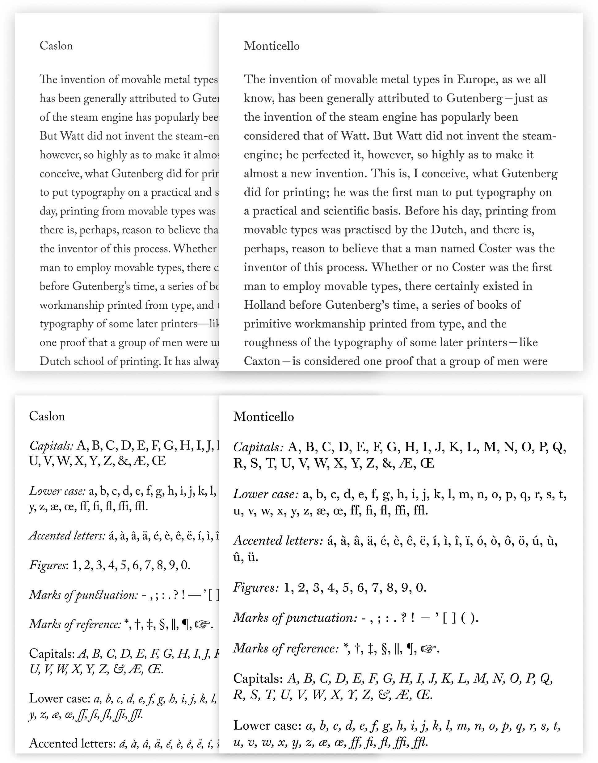 Caslon vs Monticello