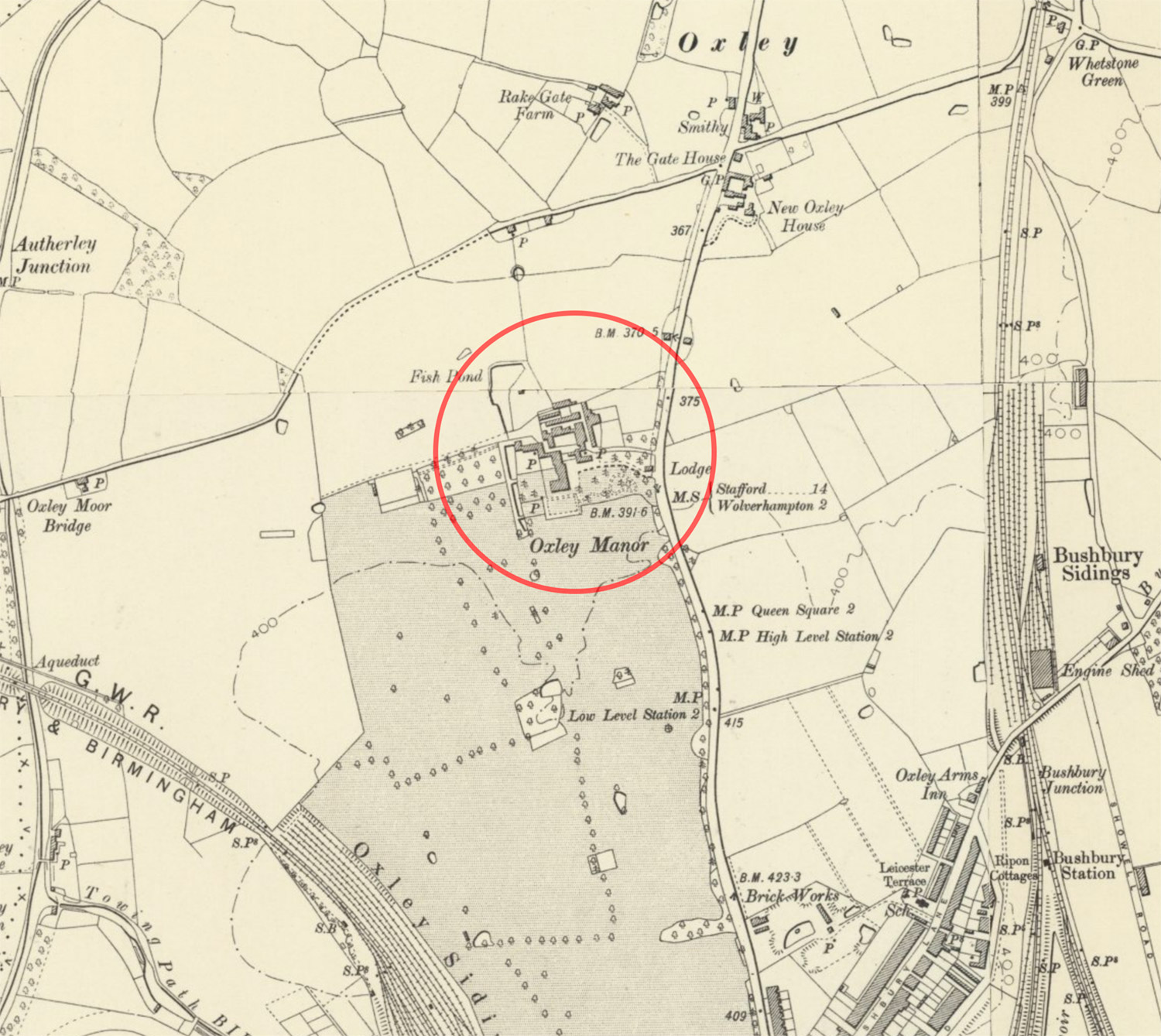 Map from Archi UK of Oxley Manor