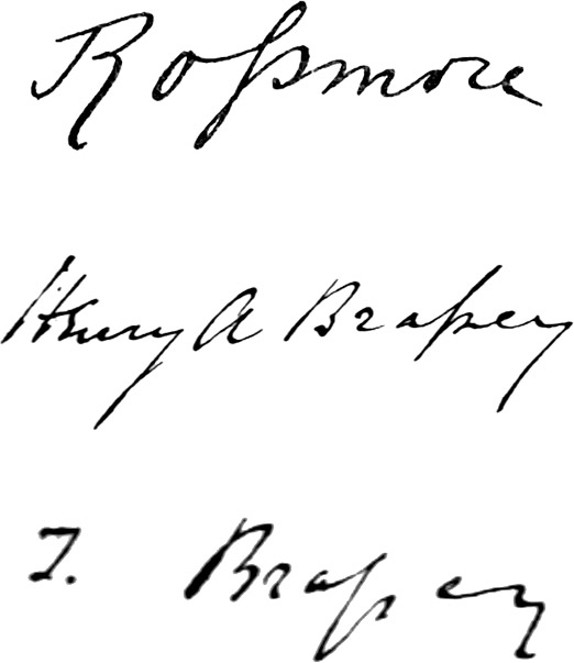 Signatures for Rossmore, Henry Brassey, and Thomas Brassey