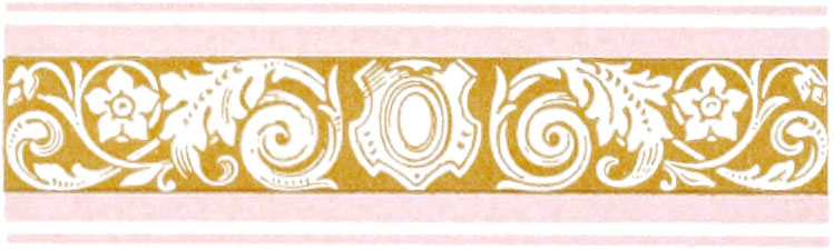 Ornate border comprising orange and light pink colors