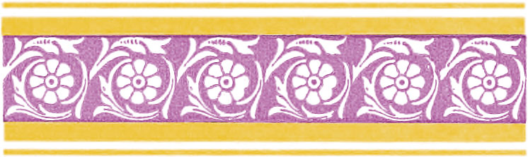 Ornate border comprising purple and orange colors