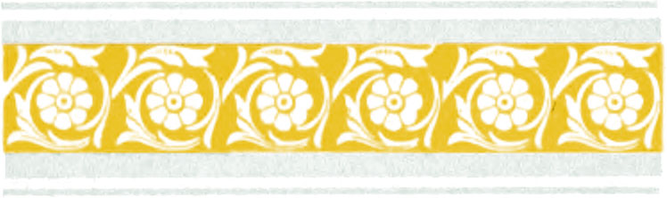 Ornate border comprising yellow and light blue colors