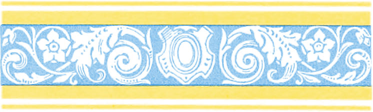 Ornate border comprising light blue and yellow colors