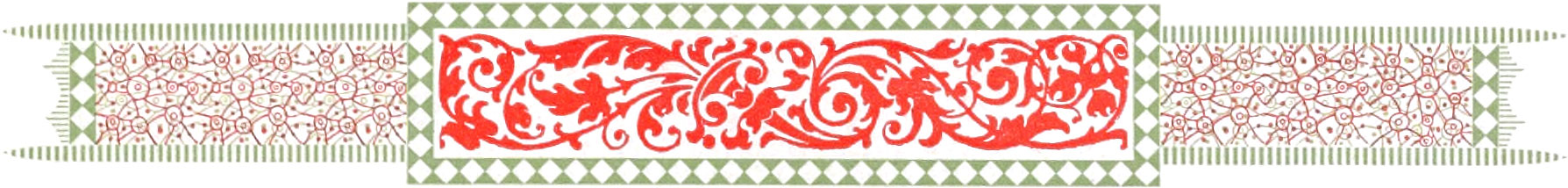 Ornate border comprising red and olive colors