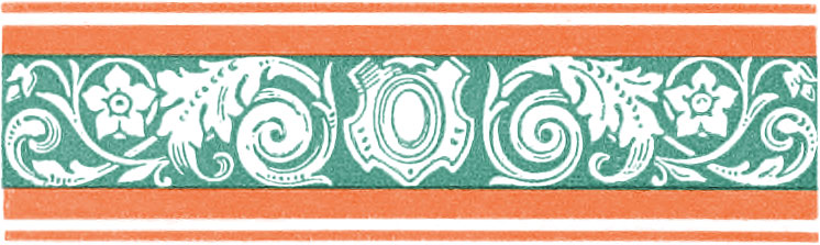 Ornate border comprising light green and orange colors