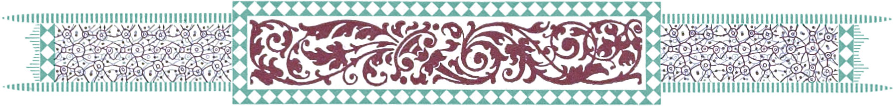Ornate border comprising purple and teal colors