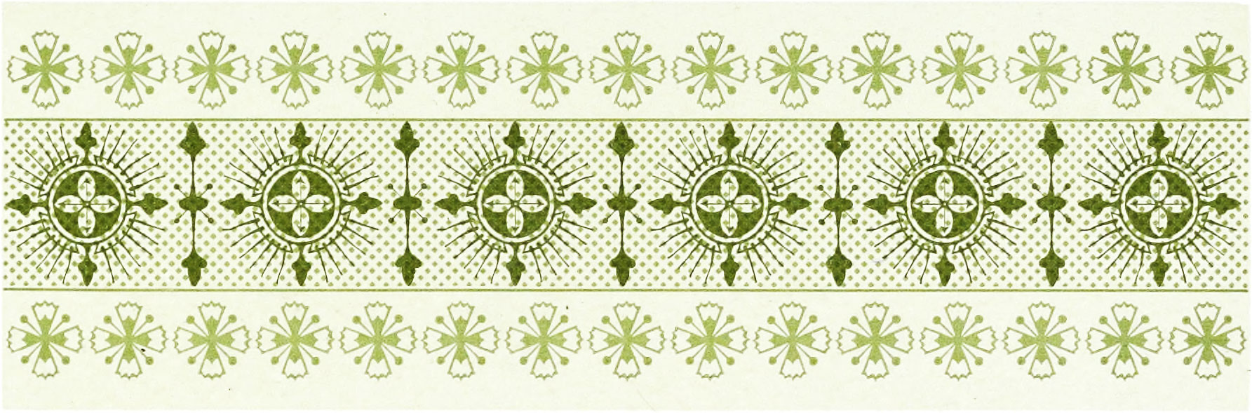 Ornate border comprising shades of green