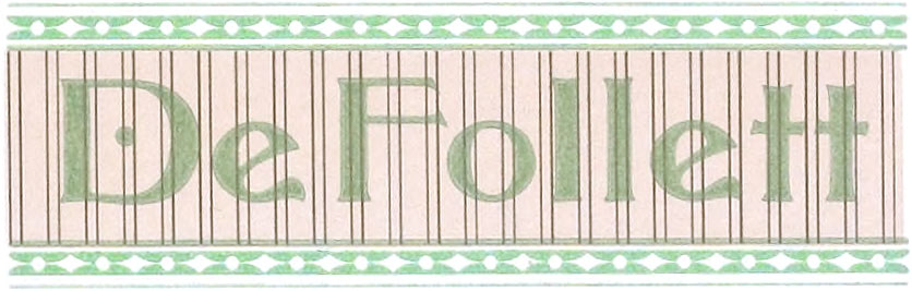 Vertically pin-striped border with 'Galatola' on it comprising flesh tint, gold, and half-tone green colors