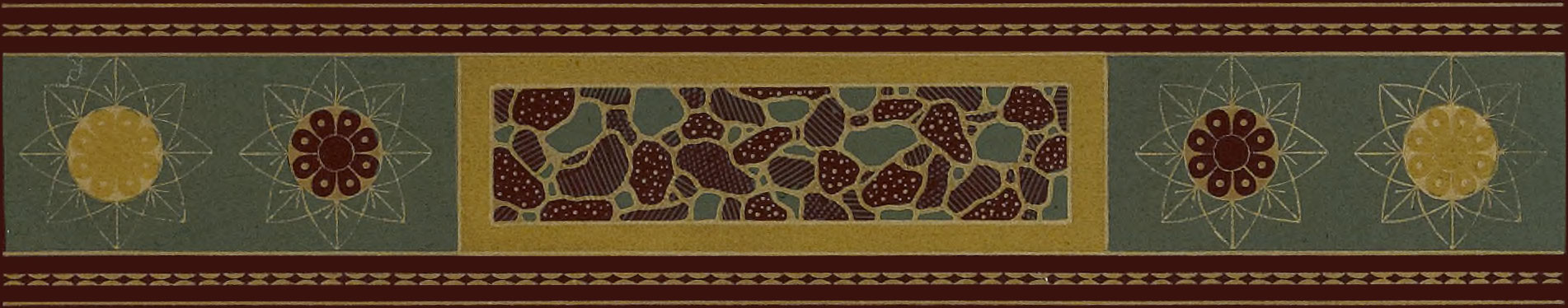 Ornate border comprising green, orange, and gold colors