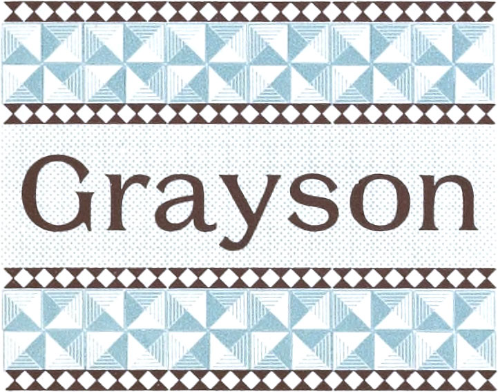 Ornate geometric pattern surrounding text saying 'Grayson'