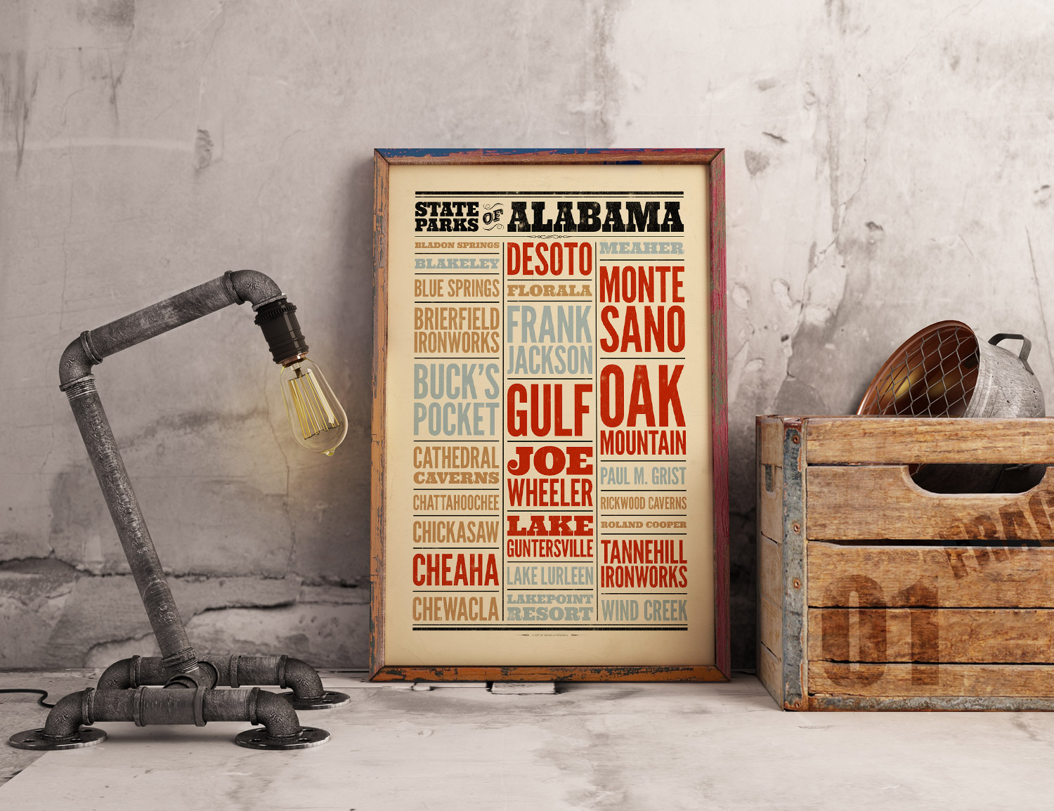 Alabama poster on table