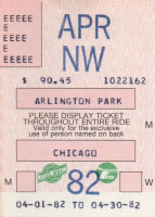 April 1982 monthly ticket