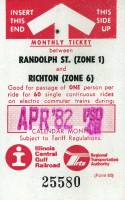 April 1982 monthly ticket