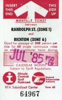 July 1985 monthly ticket