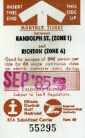 September 1985 monthly ticket