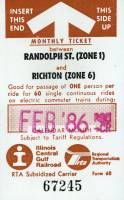 February 1986 monthly ticket