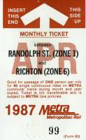 April 1987 monthly ticket