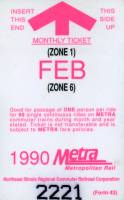 February 1990 monthly ticket