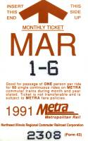 March 1991 monthly ticket