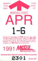 April 1991 monthly ticket