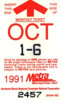 October 1991 monthly ticket