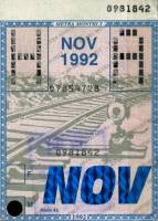 November 1992 monthly ticket