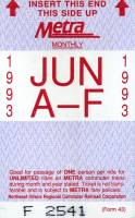 June 1993 monthly ticket