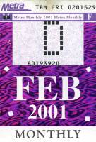 February 2001 monthly ticket