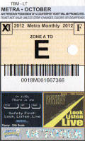 October 2012 monthly ticket